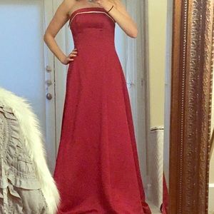 Floor length cranberry red gown